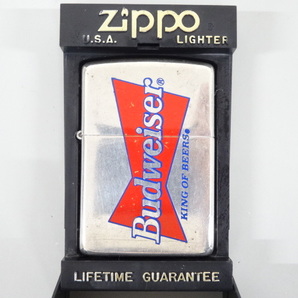 1996年製 ZIPPO ジッポ Budweiser バドワイザー KING OF BEERS シルバー 銀 オイル ライター USAの画像1