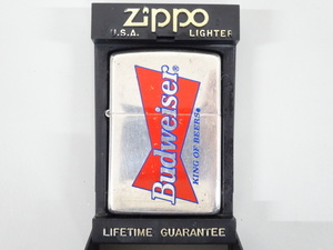 1996年製 ZIPPO ジッポ Budweiser バドワイザー KING OF BEERS シルバー 銀 オイル ライター USA