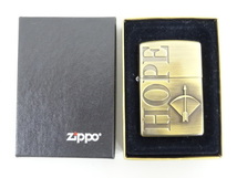 新品 未使用品 1999年製 ZIPPO ジッポ HOPE ホープ アロー 古美加工 立体 メタル貼り ゴールド 金 オイル ライター USA_画像1