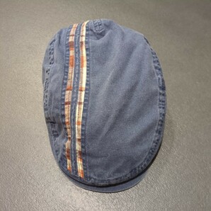 Borsalino ボルサリーノ 綿 麻 ハンチング ベレー帽 ハンチング帽子 帽子 ネイビー Lサイズ 58cm ラインの画像3