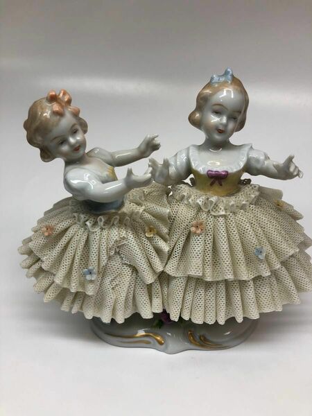 陶器人形 レースドール フィギュリン UNTER WEISS BACH 1882