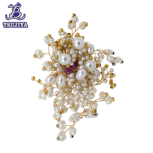 Senkosato Hana Pearl Ruby Broach Corsage Mimosa Winic Party K18 22,5G использовал [Tsujiya Store J2271]