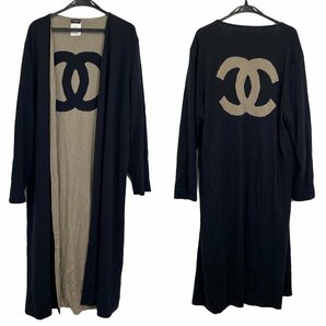 CHANEL シャネル ロングカーディガン 02A ブラック/カーキ レディース ＃M 中古AB【辻屋質店A2658】の画像2