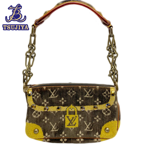 ◆大幅値下げ！◆LouisVuitton ルイヴィトン　トロンプイユ　ポシェットアクセソワール　ブラウン/イエロー　中古A【辻屋質店B1653】