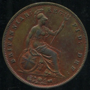 イギリス １ペニー銅貨(1858：ビクトリアヤング) / KM： 739 / 重量： 19 グラムの画像2
