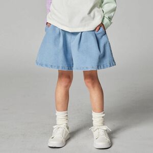 COMME CA ISM （コムサイズム）デニム キュロットスカート 春服 ストレッチデニム タックフレア 100