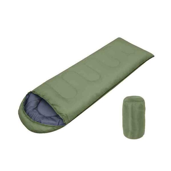 シュラフ　寝袋 　グリーン　収納袋付　キャンプ 洗える コンパクト 封筒型 軽量
