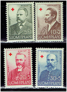 フィンランド 1956年 付加金付(赤十字 )切手セット