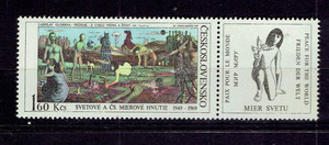  Czech 1969 year picture ( flat peace motion 20 anniversary )tab attaching stamp 