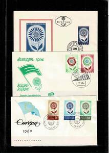 EUROPA切手 1964年発行　初日カバー１８カ国分　