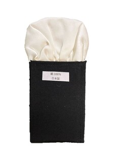 トラッド　日本製　形態安定ポケットチーフ　無地サテン織り×ホワイト　033