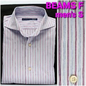 BEAMS F ビジネスシャツ メンズS ホリゾンタルカラー ストライプ