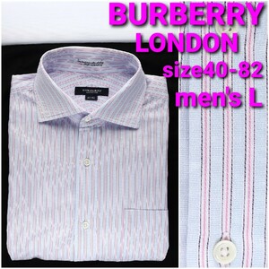 BURBERRY LONDON ビジネスシャツ size40-82 メンズL ストライプ ワイドカラー