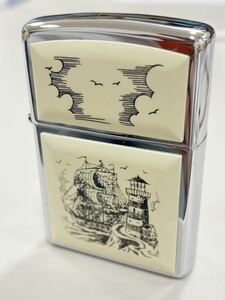 【美品】保管品 Zippo ジッポー スクリムショー 捕鯨船と灯台　1996年製　火花確認済み　オイルライター 