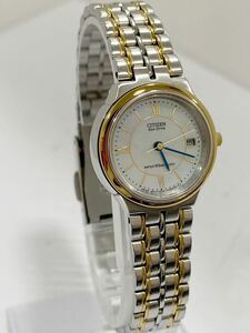 CITIZEN　シチズン　Eco-Drive　エコドライブ　レディース　E010-T003591　ソーラー　デイト　3針　シェル　稼働品