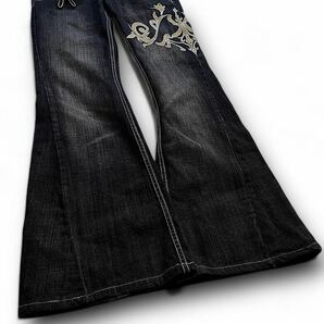 00s Tornado Mart Tribal Embroidered Flared Jeans トルネードマート 刺繍 フレア デニムパンツ ifsixwasnine l.g.b g.o.a rare Archive の画像5