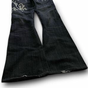 00s Tornado Mart Tribal Embroidered Flared Jeans トルネードマート 刺繍 フレア デニムパンツ ifsixwasnine l.g.b g.o.a rare Archive の画像8