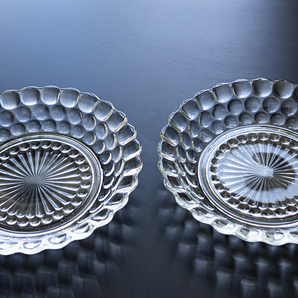 美品！ ファイヤーキング バブル クリア スープボウル ２枚セット ガラス ボウル トレイ 皿 盛り皿 ビンテージ アンティークの画像1