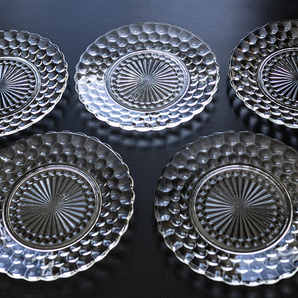 美品！ ファイヤーキング バブル クリア ディナープレート ５枚セット ガラス プレート トレイ 皿 盛り皿 ビンテージ アンティークの画像1
