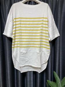 TIGORAティゴラボーダーレディース Tシャツ　XL イエロー×ホワイト黄×白