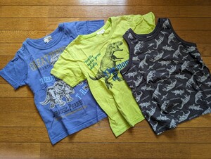 サイズ130　男の子　Tシャツ　タンクトップ　3枚セット　3can4on 　BREEZE　マザウェイズ　③　恐竜