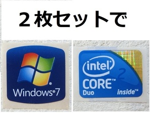 送料63円～ / 未使用 windows7 （大） ＆ CORE2 Duo （大）２枚セット　/　エンブレムシール シール ステッカー 