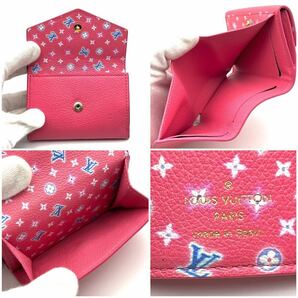 1円～★超極SSS美品・RFID内蔵・箱保存袋有り★ヴィトン ポルトフォイユ ロックミニ ピンク フラワー M81147 ミニウォレット レディース LVの画像8