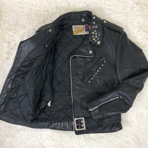  ultra rare! Schott 618 double studs rider's jacket 36 quilting Schott black USA made L-M leather jacket original leather 