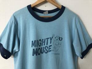 70年代 ビンテージ マイティマウス Tシャツ MIGHTY MOUSE リンガー 70's MADE IN USA 古着