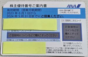 ANA株主優待券1枚 「2024年5月31日」★番号・パスワード通知のみ★