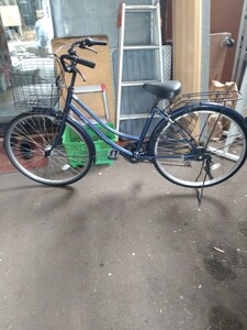 【店頭渡し限定】 自転車 シティサイクル　濃青　ママチャリ　6段ギヤ　中古　現状渡し