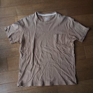 MUJI 無印良品　コットン ポケット付き Tシャツ　L　カーキ・サンド