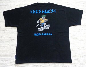 DC shoes ディーシー スケートスカル プリント Tシャツ バックプリント 半袖 黒 XL DST242006 メンズ