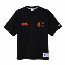 送料無料 Champion チャンピオン アクションスタイル USA C 刺プリント Tシャツ 半袖 綿100% 黒 M C3-Z304 メンズ_画像1