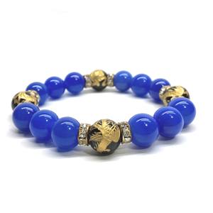  four god . gold carving onyx × blue ..12mm Power Stone bracele natural stone blue dragon white ....... rise better fortune luck with money amulet four god . four god corresponding G