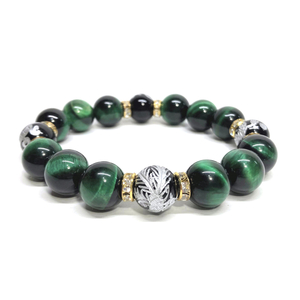  four god . silver carving onyx × green Tiger I 12mm Power Stone bracele natural stone blue dragon white ....... rise better fortune luck with money amulet G