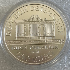 オーストリア ウイーン銀貨 ウィーン銀貨 フィルハーモニー 2021年 1オンス 37mm クリアケース入り 2枚セット 純銀の画像3