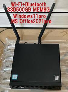 【ミニPC】HP EliteDesk 800G2(DM) i5 6500T SSD500GB/MEM8G Windows11pro Office2021 無線LAN付
