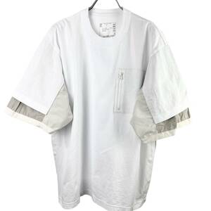Sacai (サカイ) 切替Tシャツ Layer Reconstruct Sleeve T Shirt 23SS (white)