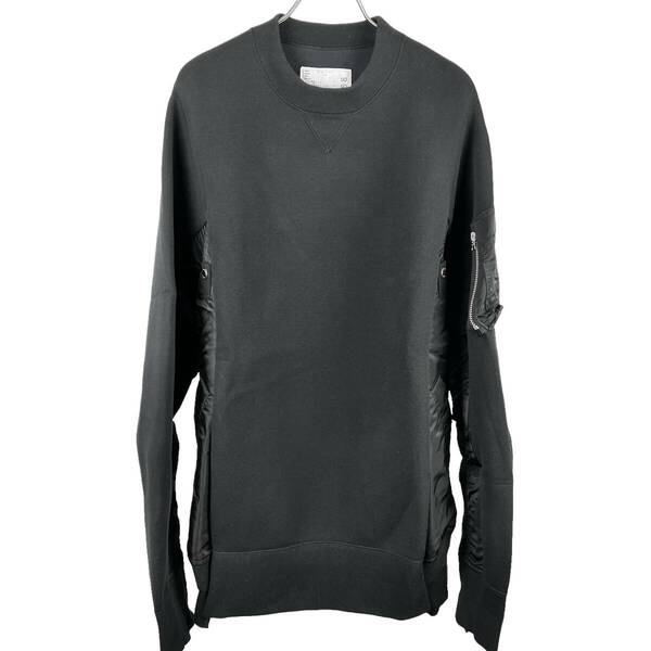 Sacai (サカイ) Sponge Sweat x Nylon Twill Pullover Longsleeve T Shirt (black)