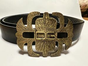  прекрасный товар *DOLCE&GABBANA D&G Dolce and Gabbana DG Logo есть пряжка чёрный кожаный ремень 