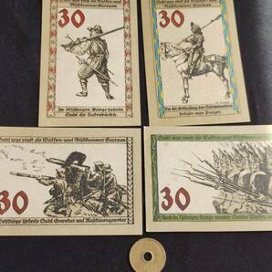未使用 ドイツ地方紙幣 ズール市 1920年代 絵入コレクター用 30ペニヒ4枚の画像1