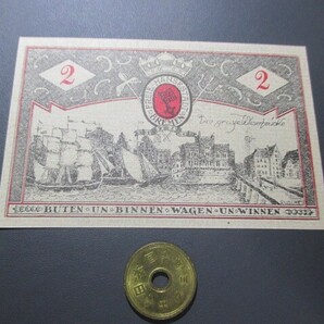 未使用 ドイツ地方紙幣 ブレーメン人民銀行 1986年 2ターレルの画像1