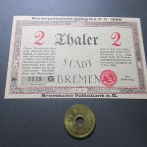 未使用 ドイツ地方紙幣 ブレーメン人民銀行 1986年 2ターレルの画像2