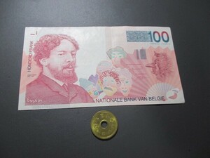 . unused + Belgium 1995 year painter Anne sole 100 franc P-147(1)