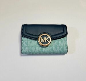 人気 MICHAEL KORS マイケルコース キーケース フルトン シグネチャー ブルー レザー 新品未使用