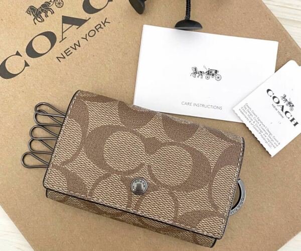 COACH コーチ キーケース タン 本革 シグネチャー アウトレット 新品未使用