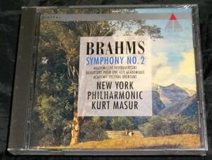 未開封/ Brahms/ブラームス/Symphony NO.2 マズア/Kurt Masur/ニューヨークフィル/TELDEC/New York Phil/Academic Festival Overture