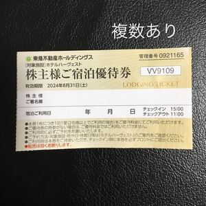 東急不動産　株主優待　ハーヴェスト リゾートホテル　宿泊優待券 複数あり　ハーベスト 那須 鬼怒川 箱根 軽井沢 ほか