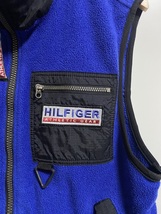 90's ビンテージ▽TOMMY HILFIGER トミーヒルフィガー ATHLETIC GEAR SERIES2 フリースベスト L 青 黒 ブルー ブラック アスレチックギア_画像5